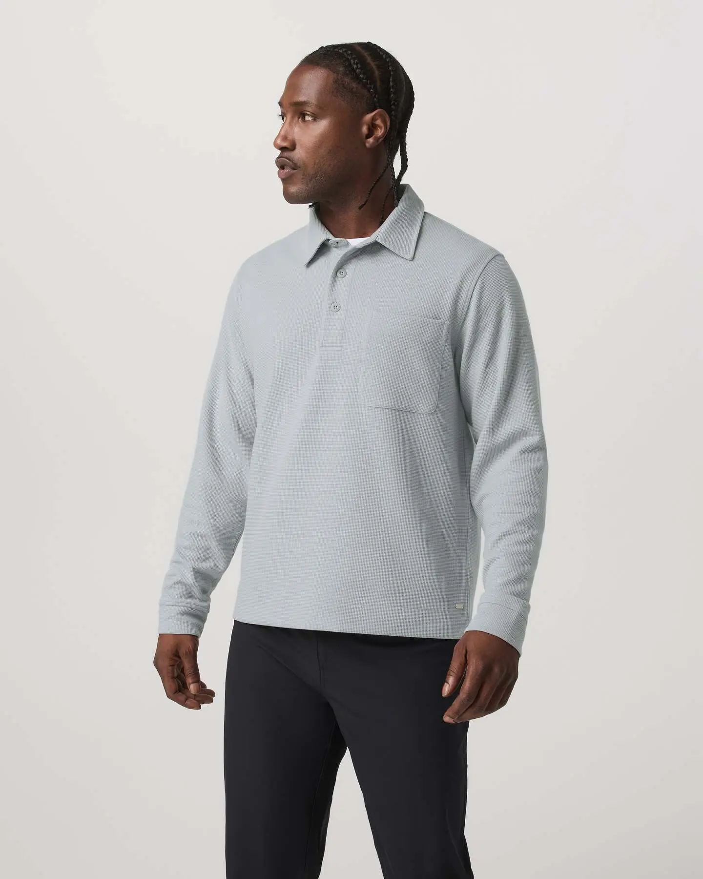 Long Sleeve Waffle Polo - Image 5