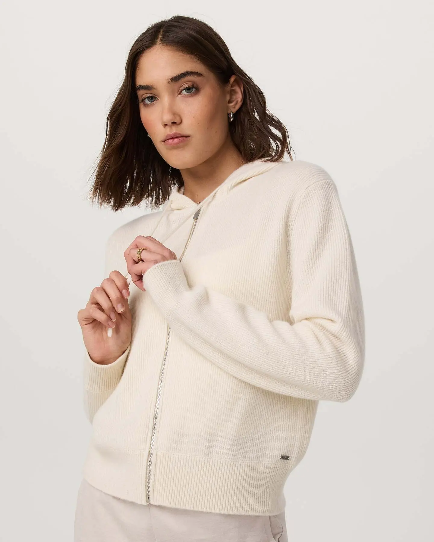 ÉMilie Full Zip Cashmere Rib Hoodie - Image 4