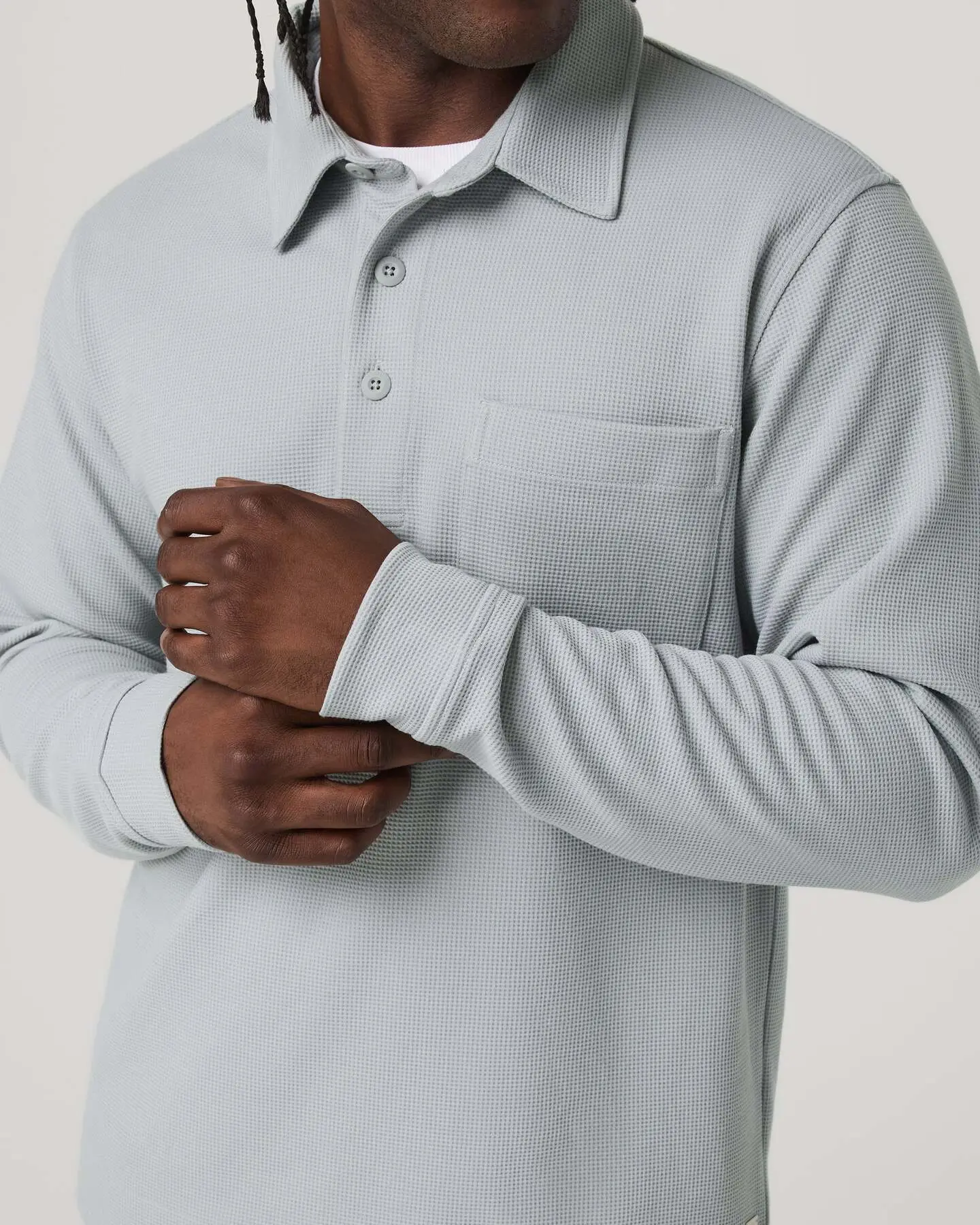 Long Sleeve Waffle Polo - Image 2