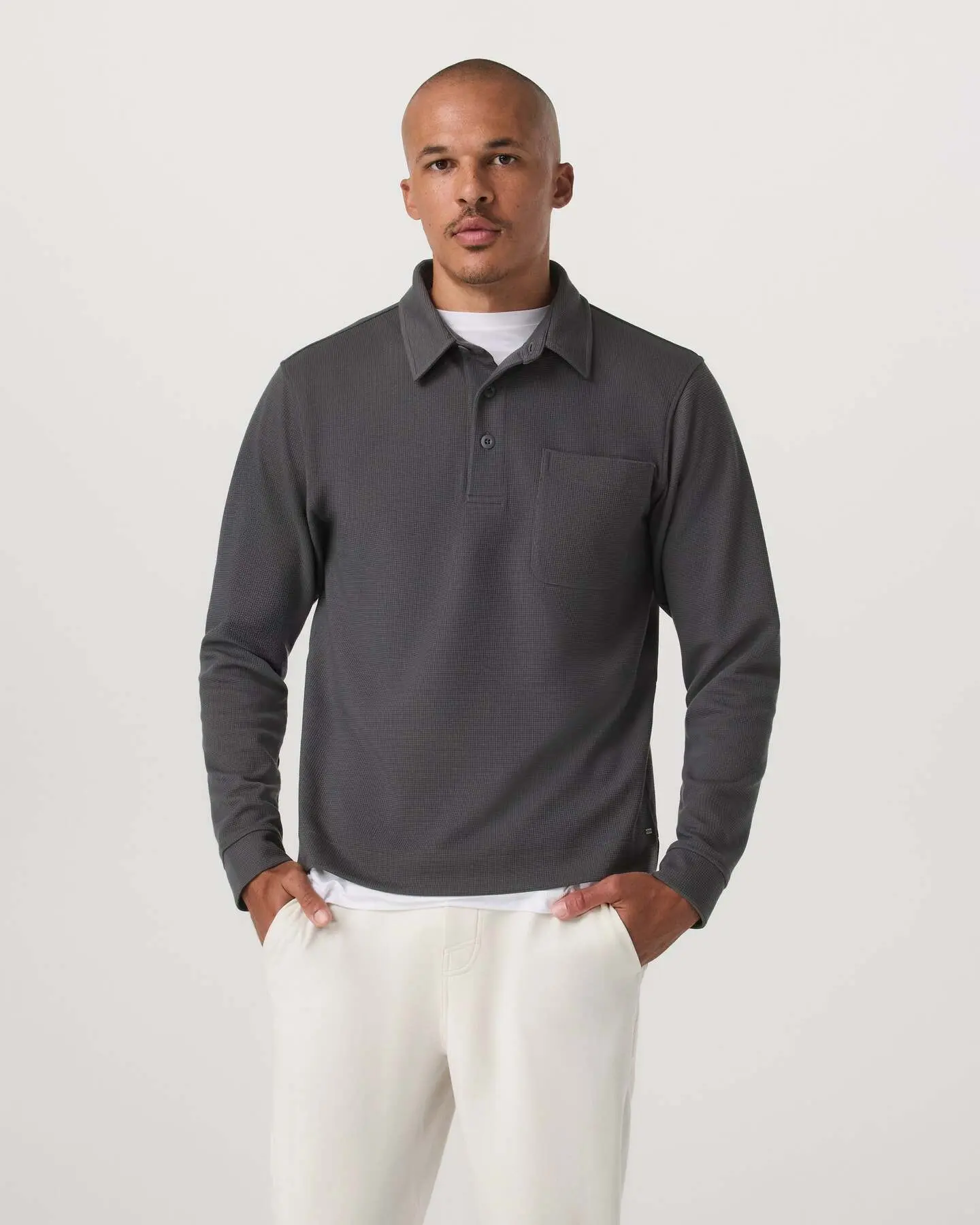 Long Sleeve Waffle Polo