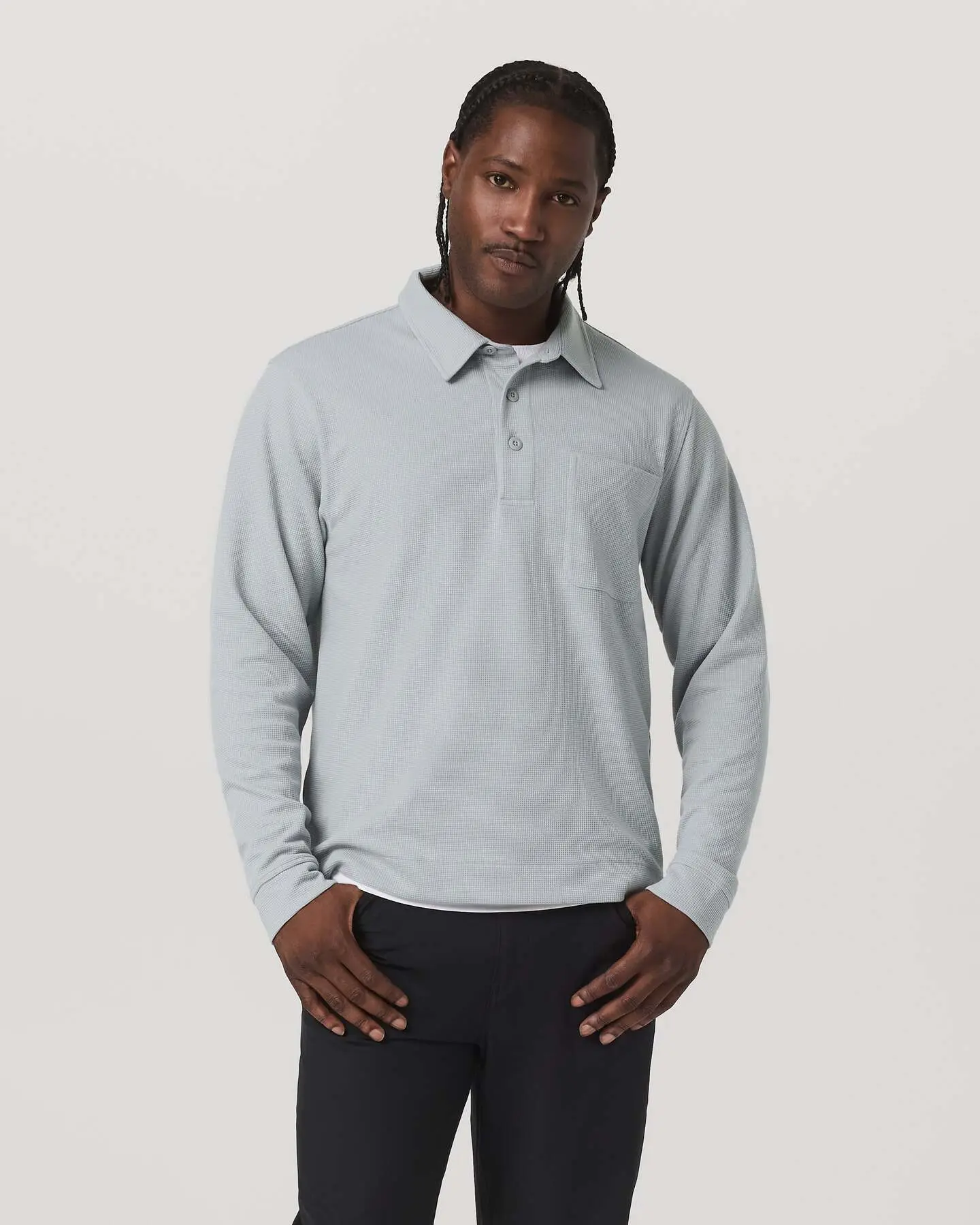 Long Sleeve Waffle Polo