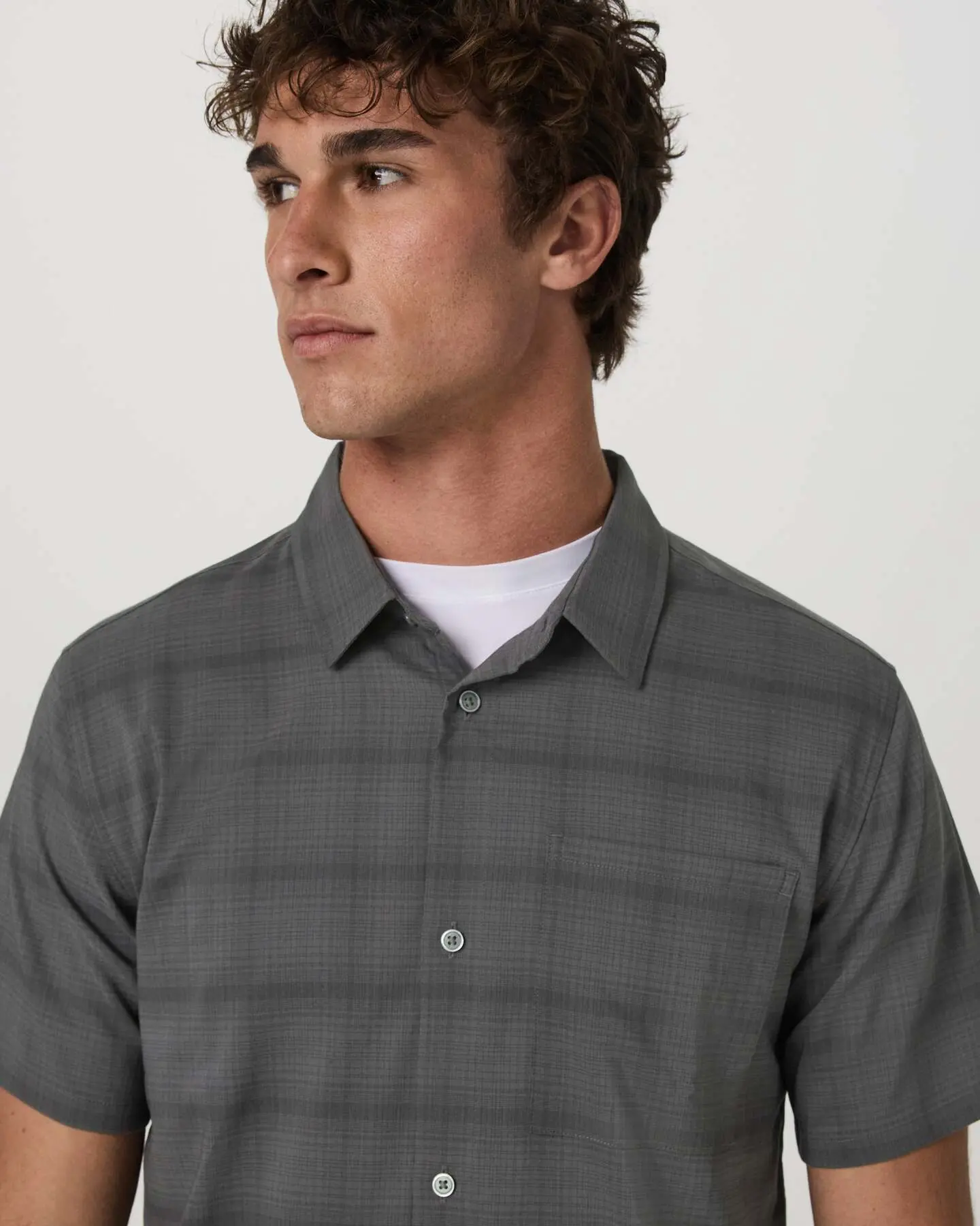 Short Sleeve Plaid Button Down Shirt - Image 2
