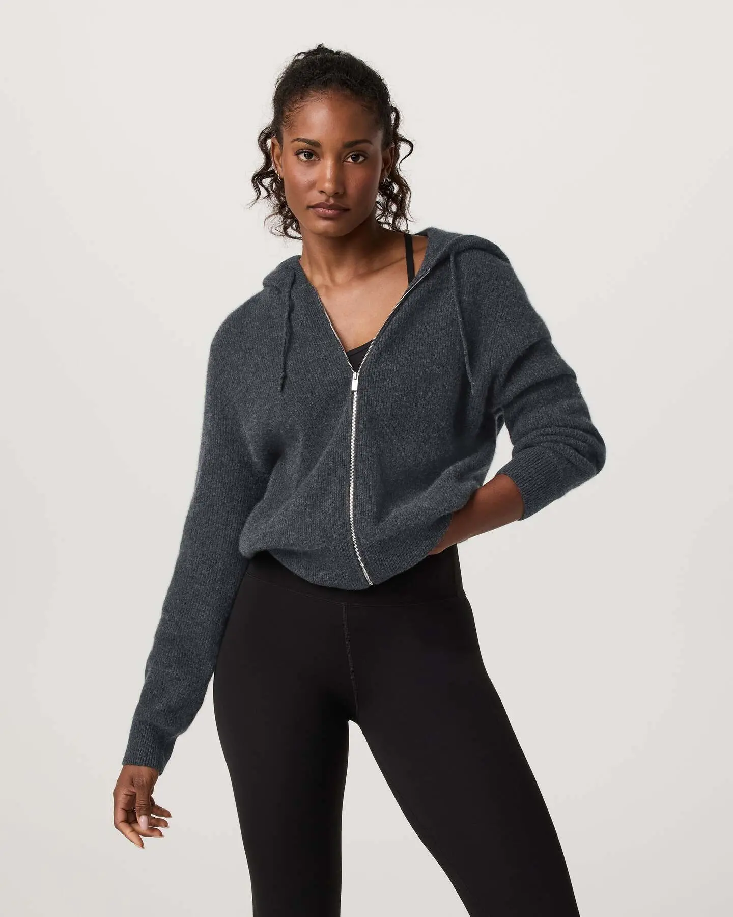 ÉMilie Full Zip Cashmere Rib Hoodie - Image 2
