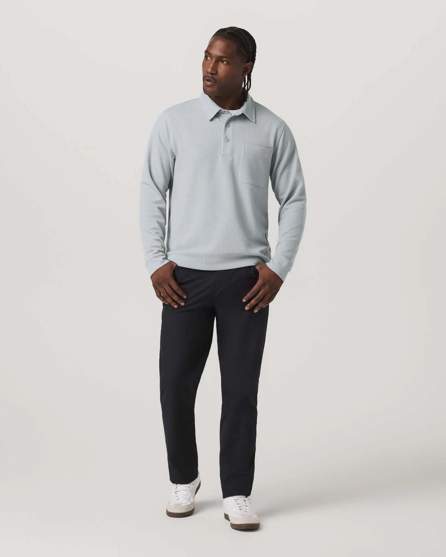 Long Sleeve Waffle Polo - Image 4