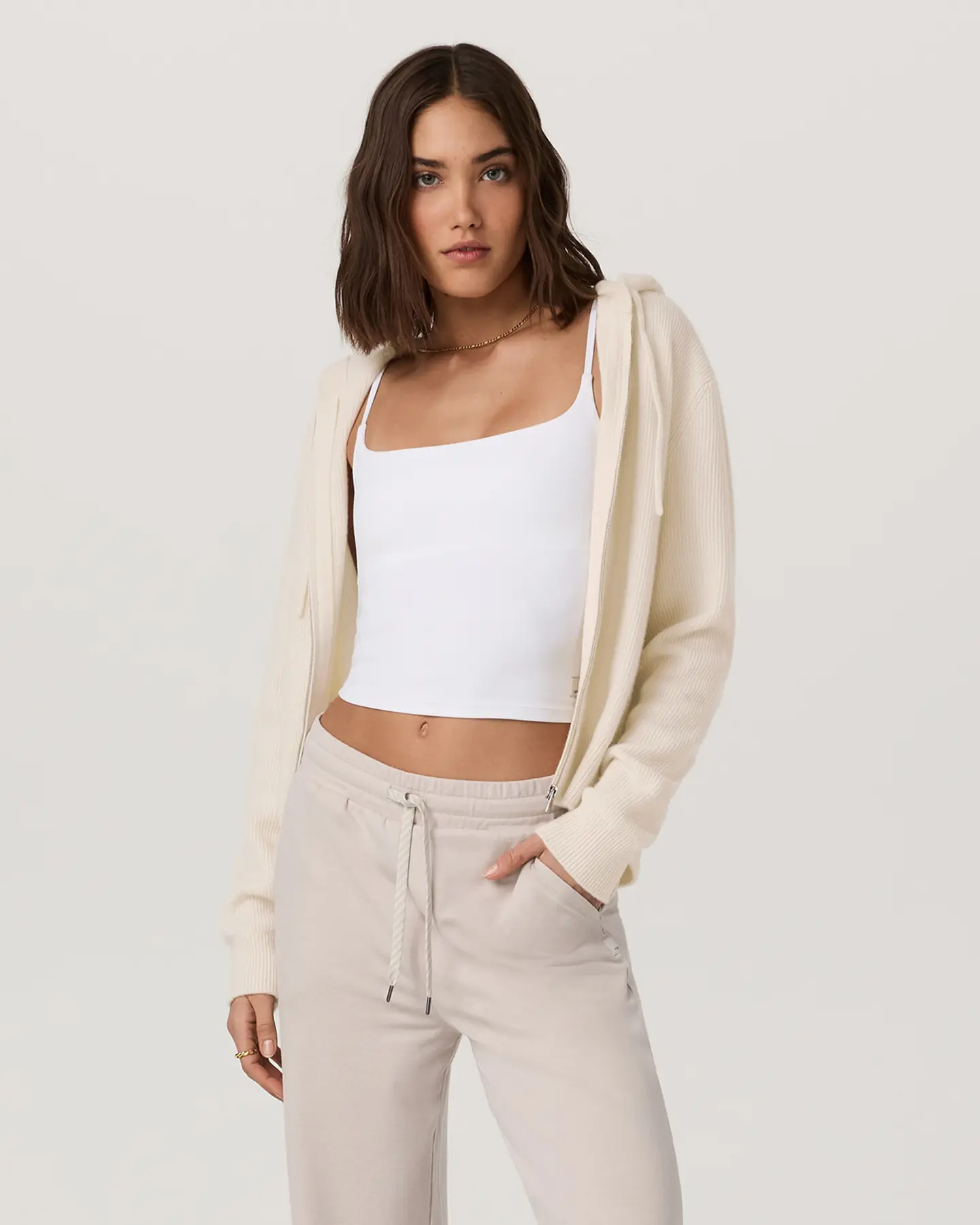 ÉMilie Full Zip Cashmere Rib Hoodie - Image 2