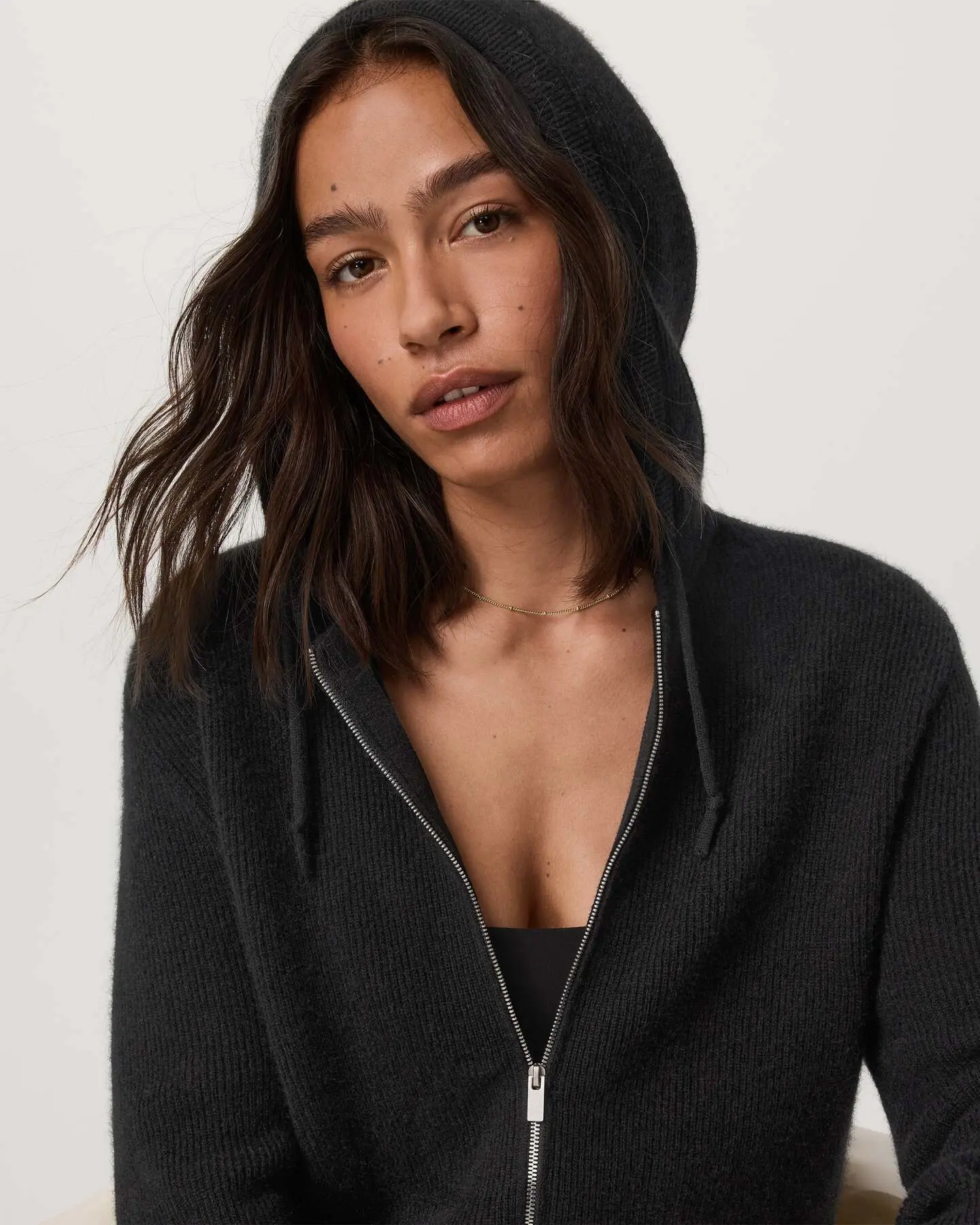ÉMilie Full Zip Cashmere Rib Hoodie - Image 2